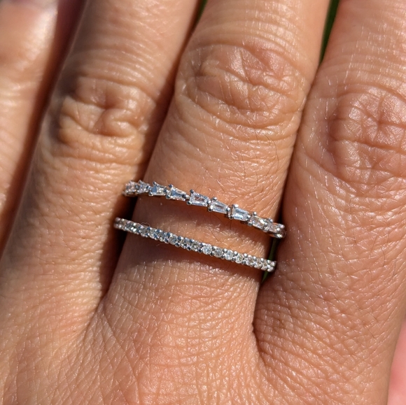 14K Yellow Gold Baguette and Round Spaced Diamond Wide Band Ring - Picture 8 of 10